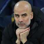 Pep Guardiola zaujal jeho miesto na zápase anglickej futbalovej Premier League medzi Manchestrom City a Brightonom a Hove Albionom