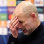 Frustrovaný Pep Guardiola po prehre.