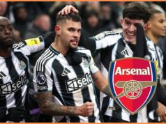 Súper z Arsenalu City o prestup Tina Livramenta Tino Livramento v akcii za Newcastle United