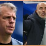 Enzo Maresca s hráčmi Chelsea po zápase Bournemouthu