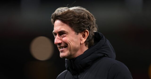 Thomas Frank, hlavný tréner Tottenhamu Hotspur pred zápasom Premier League medzi Bournemouthom a Tottenhamom Hotspur