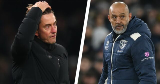 Nuno Espirito Santo, hlavný tréner West Ham United, reaguje počas zápasu Premier League medzi Wolverhampton Wanderers a West Ham United v Molineux 3. januára 2026 v anglickom Wolverhamptone.