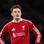 Florian Wirtz počas zápasu štvrtého kola Emirates FA Cup medzi Liverpoolom a Brightonom & Hove Albion.