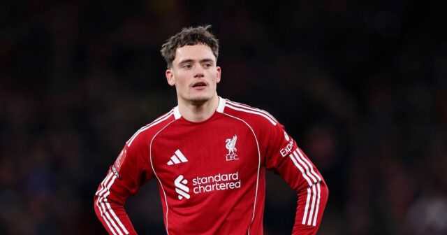 Florian Wirtz počas zápasu štvrtého kola Emirates FA Cup medzi Liverpoolom a Brightonom & Hove Albion. 