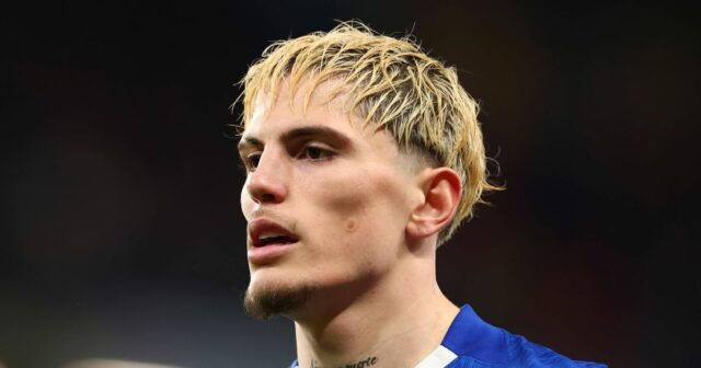 LONDÝN, ANGLICKO - 21. JANUÁRA: Alejandro Garnacho z Chelsea počas fázy MD7 zápasu Ligy majstrov UEFA 2025/26 medzi Chelsea FC a Pafos FC na Stamford Bridge 21. januára 2026 v Londýne v Anglicku. (Foto: Shaun Brooks – CameraSport cez Getty Images)