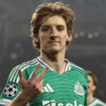 Anthony Gordon vytvoril pre Newcastle United tri rekordy po 4 góloch v UCL