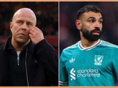 Arne Slot podporuje Mo Salaha, aby prekonal rekord Stevena Gerrarda v Liverpoole za asistencie Mohamed Salah z Liverpoolu pri lopte, keď bol počas Premier League pod tlakom Noaha Sadikiho, Trai Humea a Omara Aldereteho zo Sunderlandu...