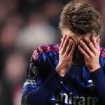 Martin Odegaard počas zápasu Arsenalu