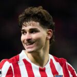 MADRID, ŠPANIELSKO – 28. JANUÁRA: Julián Alvarez z Atletica de Madrid reaguje počas fázy MD8 zápasu Ligy majstrov UEFA 2025/26 medzi Atleticom de Madrid a FK Bodo/Glimt na Estadio Metropolitano 28. januára 2026 v Madride v Španielsku. (Foto: Angel Martinez/Getty Images)