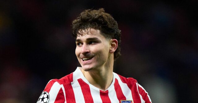 MADRID, ŠPANIELSKO – 28. JANUÁRA: Julián Alvarez z Atletica de Madrid reaguje počas fázy MD8 zápasu Ligy majstrov UEFA 2025/26 medzi Atleticom de Madrid a FK Bodo/Glimt na Estadio Metropolitano 28. januára 2026 v Madride v Španielsku. (Foto: Angel Martinez/Getty Images)