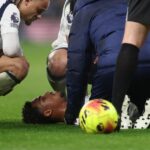 Wilson Odobert receives treatment during a Tottenham Hotspur game