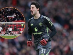 Čo urobil Senne Lammens po tom, čo Raul Jimenez skóroval za Fulham Senne Lammens z Manchestru Utd počas zápasu Premier League medzi Manchestrom United a Fulhamom na Old Trafford 1. februára 2026 v...