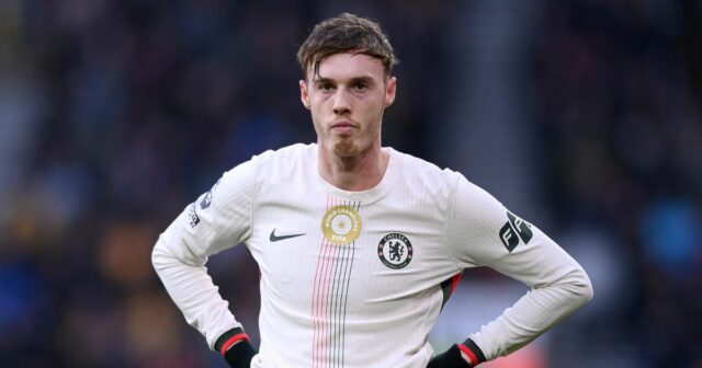 Cole Palmer počas zápasu Premier League medzi Wolverhampton Wanderers a Chelsea v Molineux. 