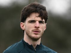 Declan Rice robí Ballon d’Or vyhlásenie, keď hviezda Arsenalu stanovuje prvý cieľ Declan Rice počas tréningu Arsenalu