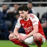 Declan Rice počas víťazstva Arsenalu nad Tottenhamom Hotspur