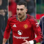 MANCHESTER, ANGLICKO - 4. DECEMBRA: Diogo Dalot z Manchestru United sa pozerá počas zápasu Premier League medzi Manchester United a West Ham United na Old Trafford 4. decembra 2025 v Manchestri v Anglicku. (Foto: Joe Prior/Visionhaus cez Getty Images)