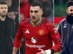 Diogo Dalot odhaľuje, čo má Michael Carrick, čomu sa Ruben Amorim nikdy nevyrovná MANCHESTER, ANGLICKO - 4. DECEMBRA: Diogo Dalot z Manchestru United sa pozerá počas zápasu Premier League medzi Manchester United a West Ham United na Old Trafford 4. decembra 2025 v Manchestri v Anglicku. (Foto: Joe Prior/Visionhaus cez Getty Images)