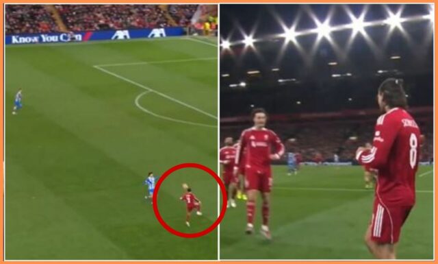 Dominik Szoboszlai skóroval po asistencii Mohameda Salaha Dominik Szoboszlai skóroval za Liverpool proti Brightonu