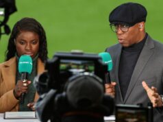 Eni Aluko predkladá emocionálnu prosbu Ianovi Wrightovi, o ktorom tvrdí, že s ňou stále nehovorí Experti ITV Eni Aluko a Ian Wright počas zápasu Arnold Clark Cup medzi Anglickými levmi a Španielskom