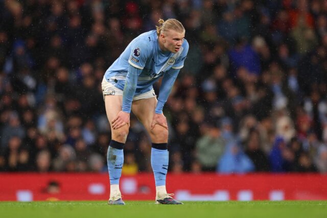 Erling Haaland je mimo súboja Man City s Leedsom (Martin Rickett/PA Wire)