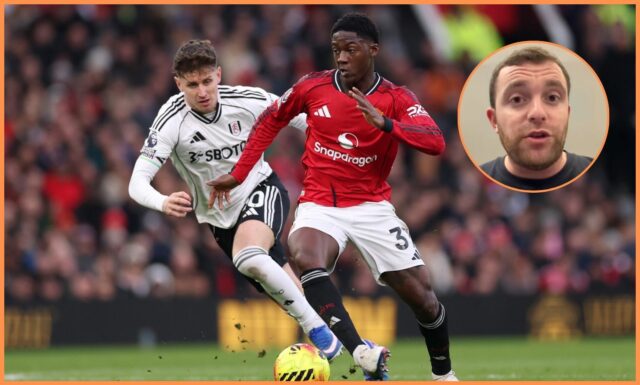 Kobbie Mainoo v akcii za Manchester United proti Arsenalu