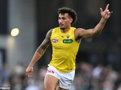 Footy hviezda Mykelti Lefau bola „zrazená pri jazde pod vplyvom alkoholu pri DVOJNÁSOBNOM limite“ po tom, čo ju zastavili o 3:00 Richmondský Mykelti Lefau (na obrázku) údajne zaznamenal údaj 0,108 po tom, čo ho polícia v nedeľu o 3:00 podrobila dychovej skúške.