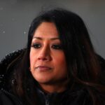 Reshmin Chowdhury a Karen Carney počas zápasu Barclays FA Women's Super League medzi Arsenal Women a Manchester City Women v Meadow Parku