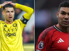 Hviezda Man Utd Casemiro rokuje s Cristianom Ronaldom bolestivým prestupom MANCHESTER, ANGLICKO - 7. FEBRUÁRA: Casemiro z Manchestru United počas zápasu Premier League medzi Manchestrom United a Tottenhamom Hotspur na Old Trafford 7. februára 2026 v Manchestri v Anglicku. (Foto: Carl Recine/Getty Images)