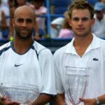 James Blake hravo bodne bývalého rivala a nového tenisového kolegu ESPN Andyho Roddicka