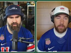 Jason Kelce obhajuje kontroverzných kanadských curlerov po škandále na olympijských hrách a tvrdí: „Ak nepodvádzate, nesnažíte sa“ Zdá sa, že Jason Kelce (vľavo) bránil kanadských curlerov uprostred podvodnej búrky