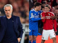 Jose Mourinho vynechá mediálnu povinnosť, keďže UEFA zakázala Gianlucu Prestiannimu pred súbojom s Realom Madrid Rozhodca Francois Letexier sa háda s Gianlucom Prestiannim z Benficy, Rafom Silvom z Benficy, Nicolasom Otamendim z Benficy, Fredrikom Aursnesom z Benficy...