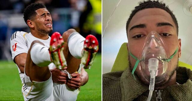 MADRID, ŠPANIELSKO - 1. FEBRUÁRA: Jude Bellingham z Realu Madrid utrpel zranenie počas zápasu LaLiga EA Sports medzi Realom Madrid CF a Rayo Vallecano de Madrid na Estadio Santiago Bernabeu 1. februára 2026 v Madride v Španielsku. (Foto: Denis Doyle/Getty Images)