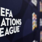 Celkový pohľad na značku Ligy národov UEFA pred fázovým žrebovaním Ligy národov UEFA 2026/28 na výstavisku v Bruseli