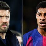 Marcus Rashford z FC Barcelona sa pozerá počas zápasu LaLiga EA Sports medzi FC Barcelona a RCD Mallorca na Spotify Camp Nou 7. februára 2026 v Barcelone v Španielsku.