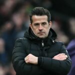 Marco Silva reaguje na záver prehry svojho tímu v zápase anglickej futbalovej Premier League medzi Manchestrom United a Fulhamom