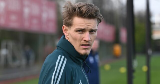 Martin Odegaard z Arsenalu počas tréningu