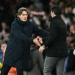 Thomas Frank s Mikelom Artetom po súboji Spurs proti Arsenalu