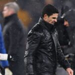 WOLVERHAMPTON, ANGLICKO - 18. FEBRUÁRA: Mikel Arteta, manažér Arsenalu, reaguje na remízu v zápase Premier League medzi Wolverhampton Wanderers a Arsenal v Molineux 18. februára 2026 v anglickom Wolverhamptone. (Foto: Michael Regan/Getty Images)