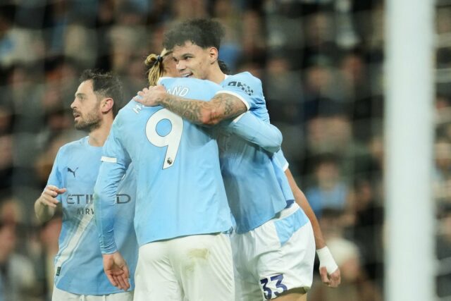 Nico O'Reilly strelil úvodný gól zápasu za Man City (PA)