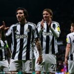 Sandro Tonali strelil prvý gól Newcastlu pri výhre 3:2 nad Qarabagom