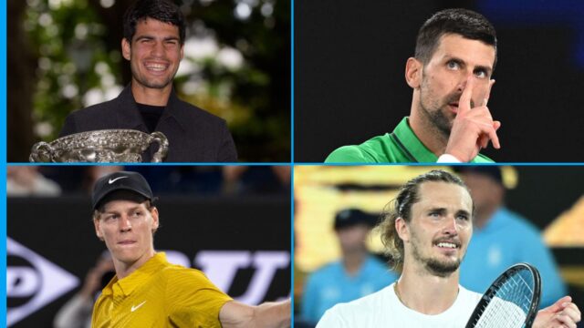 Novak Djokovič pred Jannikom Sinnerom vedie Carlos Alcaraz
