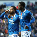 Útočník Rangers Chermiti oslavuje gól proti Kilmarnocku
