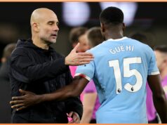 Pep Guardiola na zápas Marca Guehiho proti Arsenalu Marc Guehi v akcii za Manchester City
