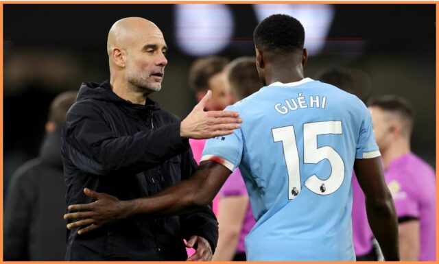 Marc Guehi v akcii za Manchester City