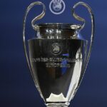 NYON, ŠVAJČIARSKO – 17. júna: Pohľad na trofej Ligy majstrov počas žrebovania prvého predkola Ligy majstrov UEFA 2025/26 v sídle UEFA, Dome európskeho futbalu, 17. júna 2025 vo švajčiarskom Nyone (foto Kristian Skeie – UEFA)