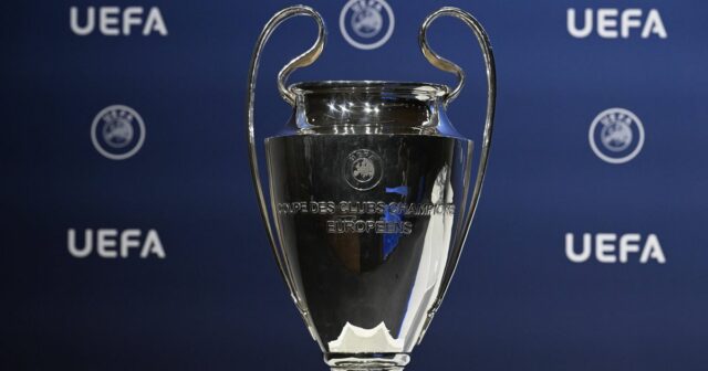 NYON, ŠVAJČIARSKO – 17. júna: Pohľad na trofej Ligy majstrov počas žrebovania prvého predkola Ligy majstrov UEFA 2025/26 v sídle UEFA, Dome európskeho futbalu, 17. júna 2025 vo švajčiarskom Nyone (foto Kristian Skeie – UEFA)