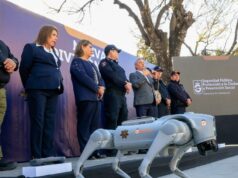 Robotické psy, ktoré budú strážiť Majstrovstvá sveta vo futbale, zatiaľ čo polícia nasadzuje androidových muttrov, aby udržali fanúšikov pod kontrolou Robotické policajné psy odhalené magistrátom Guadalupe