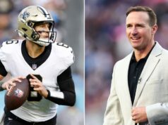 Saints‘ Tyler Shough chváli mentora Drewa Breesa po vyznamenaní v Sieni slávy Saints' Tyler Shough chváli mentora Drewa Breesa po vyznamenaní v Sieni slávy