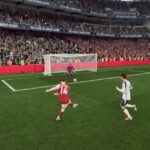 Snímky obrazovky simulácie na EA FC 26 zápasu Tottenham Hotspur vs Arsenal v North London Derby v nedeľu 22. februára