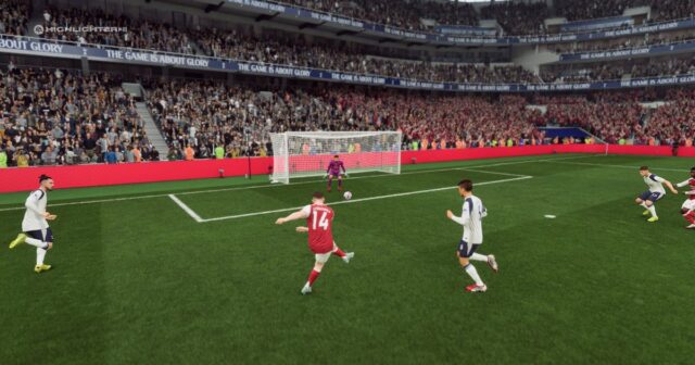 Snímky obrazovky simulácie na EA FC 26 zápasu Tottenham Hotspur vs Arsenal v North London Derby v nedeľu 22. februára